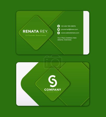 Illustration for Vector creative and clean business card design template. flat design style. Green colour Name card vector illustration template. - Royalty Free Image
