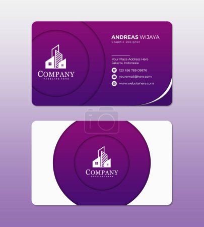 Illustration for Vector creative and clean business card design template. flat design style. Purple colour Name card vector illustration template. - Royalty Free Image
