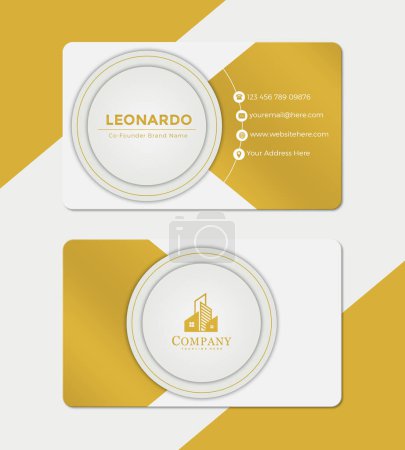 Illustration for Vector creative and clean business card design template. flat design style. Luxury gold colour Name card vector illustration template. - Royalty Free Image