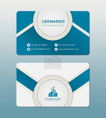 Illustration for Vector creative and clean business card design template. flat design style. Blue colour Name card vector illustration template. - Royalty Free Image