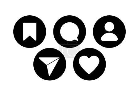 Téléchargez les illustrations : Noir et blanc boutons de médias sociaux set design vecteur, icône Instagram set design symbole Instagram design - en licence libre de droit