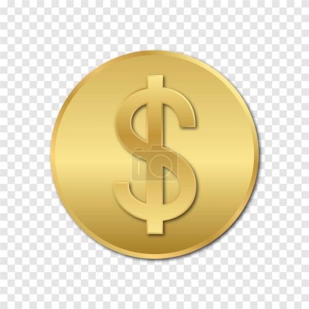 Téléchargez les illustrations : USD pièce or vecteur, cicle symbole de devise dollar américain sur fond transpaent format de fichier eps - en licence libre de droit