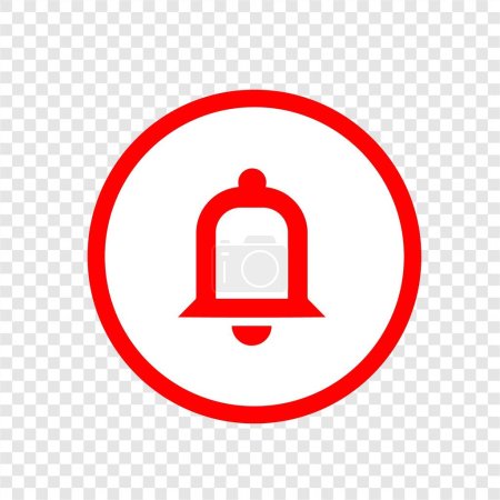 Illustration for Youtube bell icon notification red design template, subscribe bell icon transparent background - Royalty Free Image