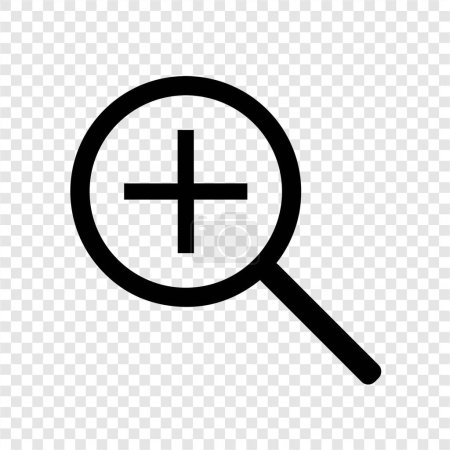 Illustration for Click cursor icon transparent background, click symbol icon template design, plus symbol search - Royalty Free Image