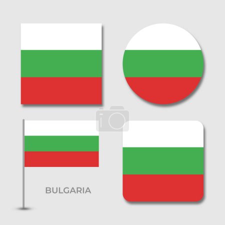 Illustration for Bulgaria flag set design illustration template file format eps transparent, national flag set design template illustration vector design with shadow - Royalty Free Image
