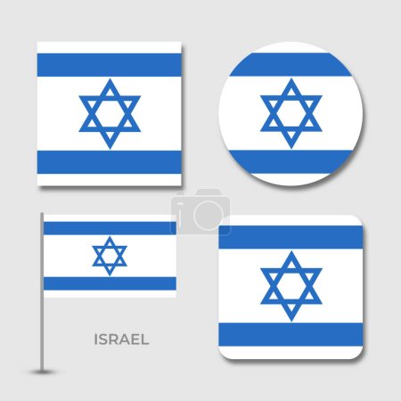 Téléchargez les illustrations : Israël drapeau set design illustration modèle format de fichier png transparent, drapeau national set design modèle illustration vectoriel design avec ombre - en licence libre de droit