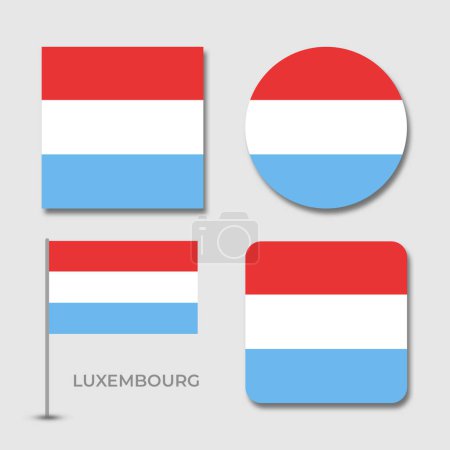 Ilustración de Luxembourg flag set design illustration template file format eps transparent, national flag set design template illustration vector design with shadow - Imagen libre de derechos