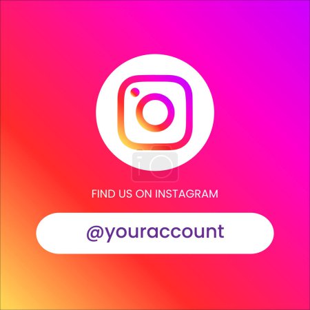 Téléchargez les illustrations : Retrouvez-nous sur Instagram bannière de message de médias sociaux avec logo Instagram, suivez-moi sur Instagram bannière carré - en licence libre de droit