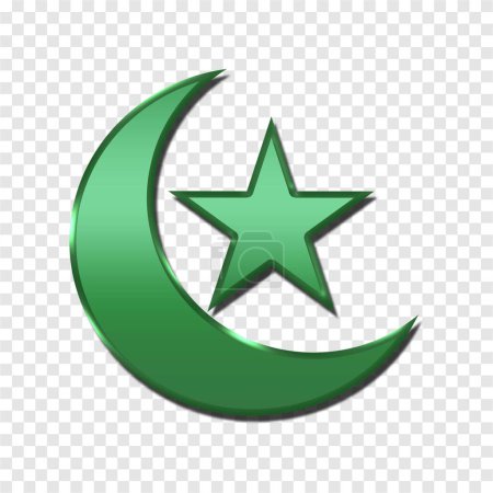 Téléchargez les illustrations : Lune verte étoile conception ornement élément islamique modèle vert - en licence libre de droit