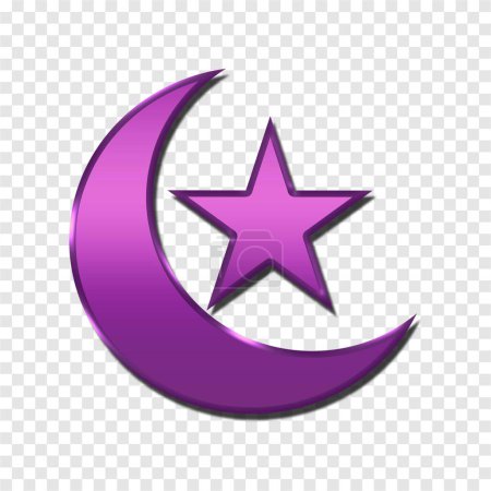 Téléchargez les illustrations : Violet lune étoile conception ornement islamic élément modèle violet - en licence libre de droit