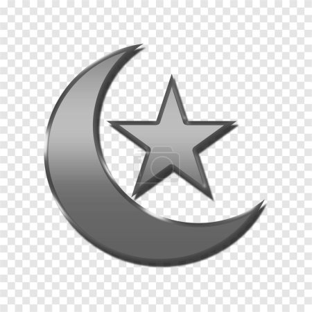 Téléchargez les illustrations : Argent lune étoile conception ornement élément islamique modèle argent - en licence libre de droit