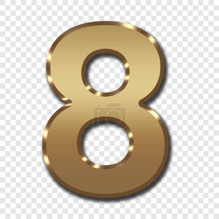 Ilustración de 3d número de oro ocho 8 para el icono de número - Imagen libre de derechos
