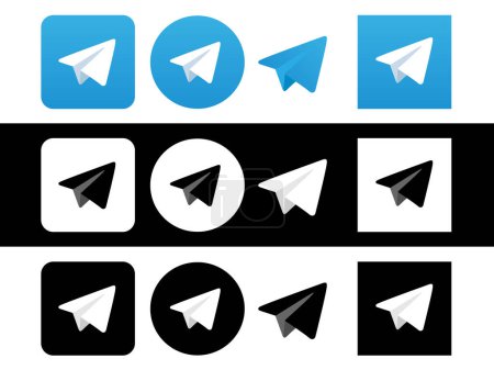 Téléchargez les illustrations : Logo Telegram set design élément vectoriel - en licence libre de droit