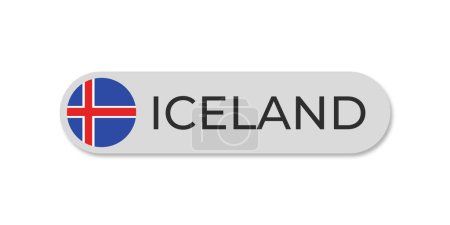 Illustration for Iceland flag with text transparent background file format eps, Iceland text lettering template illustration for tittle design, Iceland country with circle flag - Royalty Free Image
