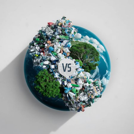 Digitale Kunst mit grünem Globus-Planeten zum Tag der Erde am 22. April