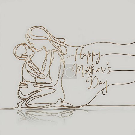 Happy Mother's Day greeting card design. Mother's Day typography design with a child and mom hug with an elegant background for a mommy celebration card illustration.