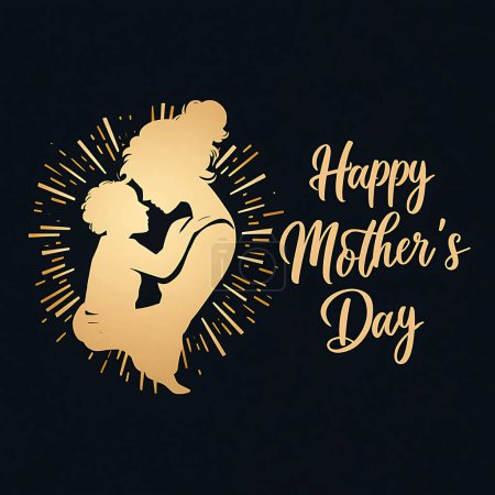 Happy Mother 's Day Grußkarte Design. Muttertag Typografie Design mit einem Kind und einer Umarmung mit einem eleganten Hintergrund für eine Mutti-Festkarte Illustration.