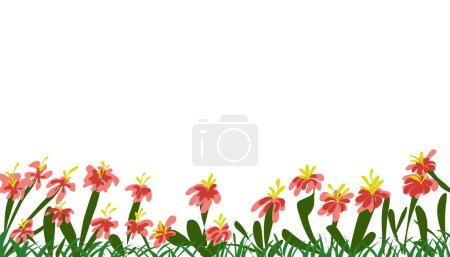Téléchargez les photos : Illustration de fond avec beaucoup de fleurs d'hibiscus. Parfait pour fonds d'écran, milieux de site Web, couvertures de livres, cartes de vœux, cartes d'invitation, affiches, bannières - en image libre de droit