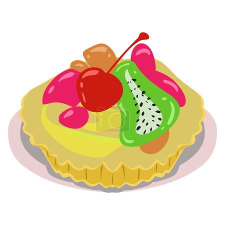 Foto de Ilustración de un delicioso pastel de frutas. Perfecto para iconos temáticos de alimentos, logotipos, elementos fotográficos, carteles, pancartas, pegatinas - Imagen libre de derechos