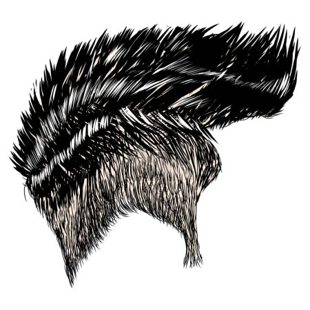 Foto de Ilustración de cabello negro. Perfecto para pegatina, icono, logotipo, elemento con peinado, tema de la barbería. - Imagen libre de derechos