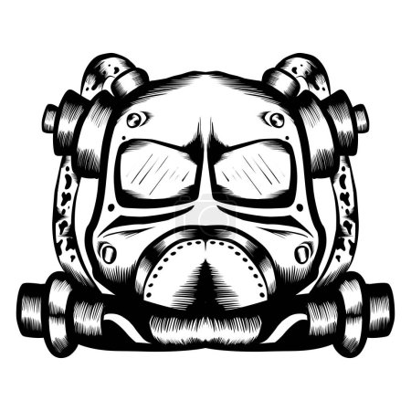 Illustration for Gas mask and deep diver helmet, this design perfect for logo, sticker and others - Royalty Free Image