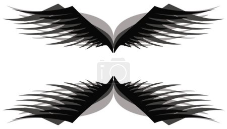 Ilustración de Black wings illustration background with shadow. Perfect for website wallpapers, invitation cards, greeting cards, posters - Imagen libre de derechos