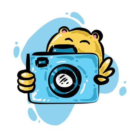 Téléchargez les illustrations : Illustration d'icône de caméra mignonne bleue. Parfait pour les icônes des médias sociaux, annonces, éléments d'affiche, éléments de publicité marketing - en licence libre de droit