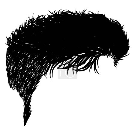 Téléchargez les illustrations : Illustration de cheveux noirs sous-coupés. Parfait pour autocollant, icône, logo, élément avec coiffure, thème salon de coiffure. - en licence libre de droit