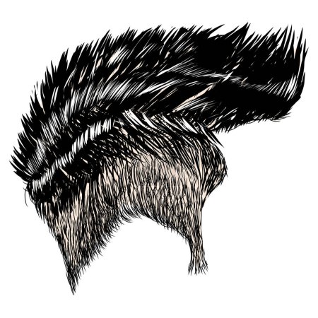 Ilustración de Ilustración de cabello negro. Perfecto para pegatina, icono, logotipo, elemento con peinado, tema de la barbería. - Imagen libre de derechos