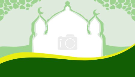 Hintergrund sind der Ramadan und islamische Feiertage mit dem Bild einer grünen Moschee-Tür..