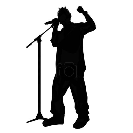 Silhouette Illustration des männlichen Sängers. Perfekt für Aufkleber, Posterelemente, Banner, Webseiten