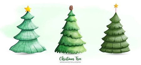 Illustration for Christmas Tree, Christmas decoration, Watercolor illustration - Royalty Free Image