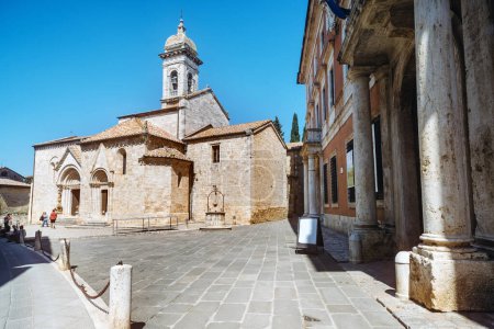 Photo for San Quirico D'Orcia, Tuscany - August 2023: Pieve dei Santi Quirico e Giulitta. - Royalty Free Image