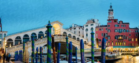 Photo for Overview of the Rialto Bridge in the late afternoon in Venice, Italy - Royalty Free Image