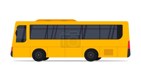 Ciudad de autobús amarillo público, autobús escolar y transporte de vehículos aislados en blanco. Tráfico urbano y rural. Ilustración vectorial.