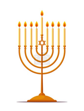 Illustration for Hanukkah menorah icon isolated on white background. Religion icon. Hanukkah traditional symbol. Flat vector illustration isolated on white background. - Royalty Free Image
