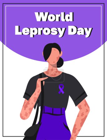 Ilustración de World Leprosy Day. Suitable for poster, banners, flyers, brochure template for greeting card. Flat vector illustration. - Imagen libre de derechos