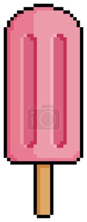 Pixel Art Eis am Stiel. 8bit Spiel Element auf weißem Hintergrund
