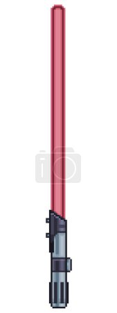 Pixel art lightsaber red icon for game 8 bit white background