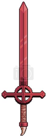 Illustration for Pixel art red sword adventure time 8bit white background - Royalty Free Image