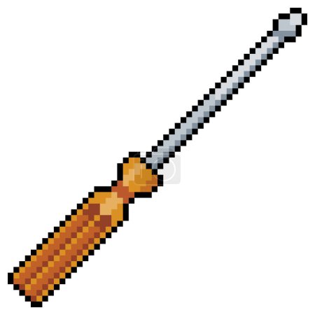 Illustration for Pixel art tools screwdriver. 8bit game item on white background - Royalty Free Image