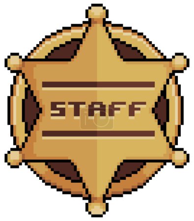 Emblème du personnel Pixel Art. Badge du personnel icône vectorielle pour le jeu 8bit sur fond blanc