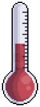 Pixel art temperature thermometer vector icon for 8bit game on white background
