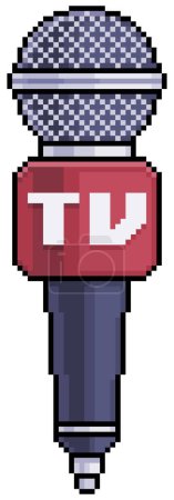 Pixel Art tv Reporter Mikrofon Vektor-Symbol für 8bit-Spiel auf weißem Hintergrund
