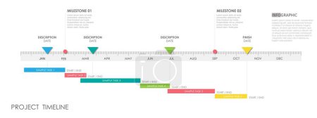 calendrier du projet Modèle d'infographie pour les entreprises. Calendrier de diagramme chronologique moderne de 12 mois avec infographie vectorielle de présentation.