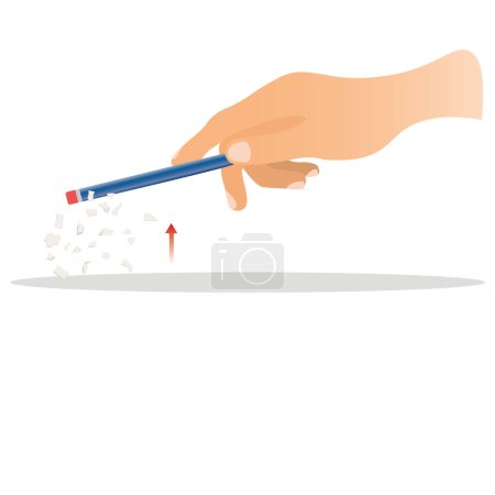 Static electricity experiment. The pen is held, filled by rubbing against woolen clothes, The cut pieces of paper are taken and pulled. Electricity, electric, magnetic test. vector drawing