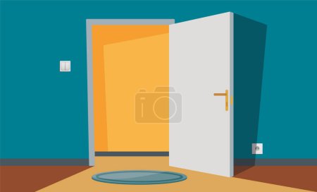 Illustration for Open the door. Cartoon vector illustration. In the House - Royalty Free Image