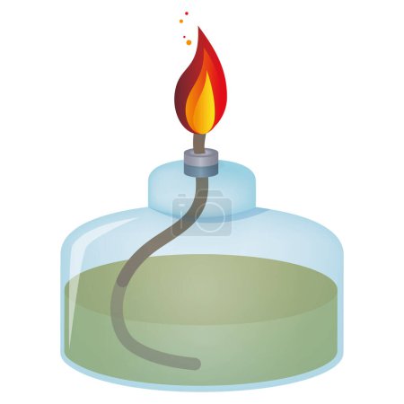 Fiery laboratory burner. bunsen burner for lab test. vector illustration.