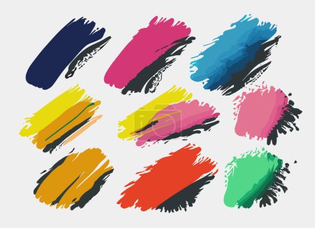 Téléchargez les illustrations : Vecteur abstrait coloré grunge coup de pinceau collection - en licence libre de droit