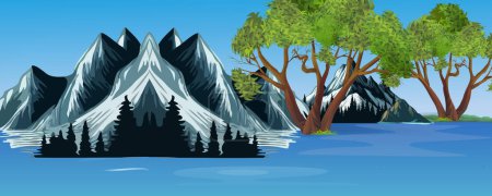 Photo for Illustration of lake in the mountains - Royalty Free Image